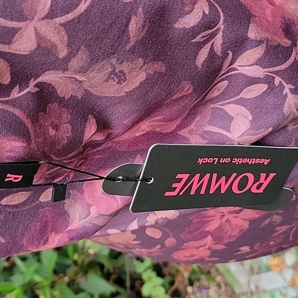 NWT ROMWE Women's Burnt Red, Purple Florals Maxi Dress Holiday,festival Size L - Picture 2 of 6